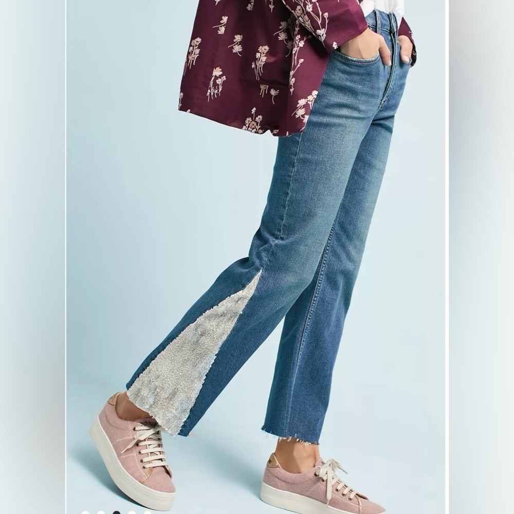 Anthropologie‎ Pilcro High-Rise Sequined Flared Jeans Blue Women's Size 27